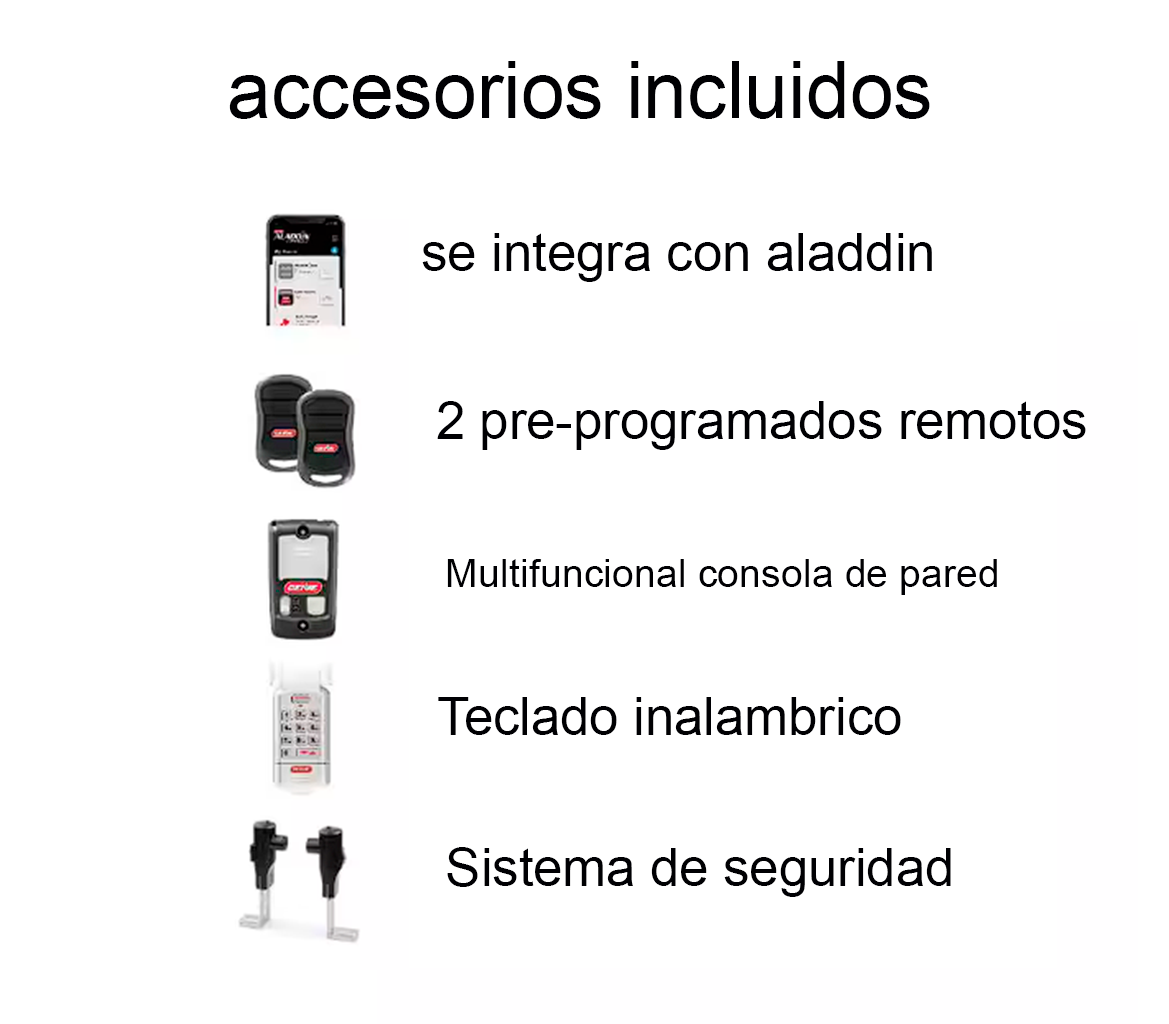 Abre puertas motor para cochera inteligente con transmisión por correa y ultrasilencioso de 3/4 hp genie aladin